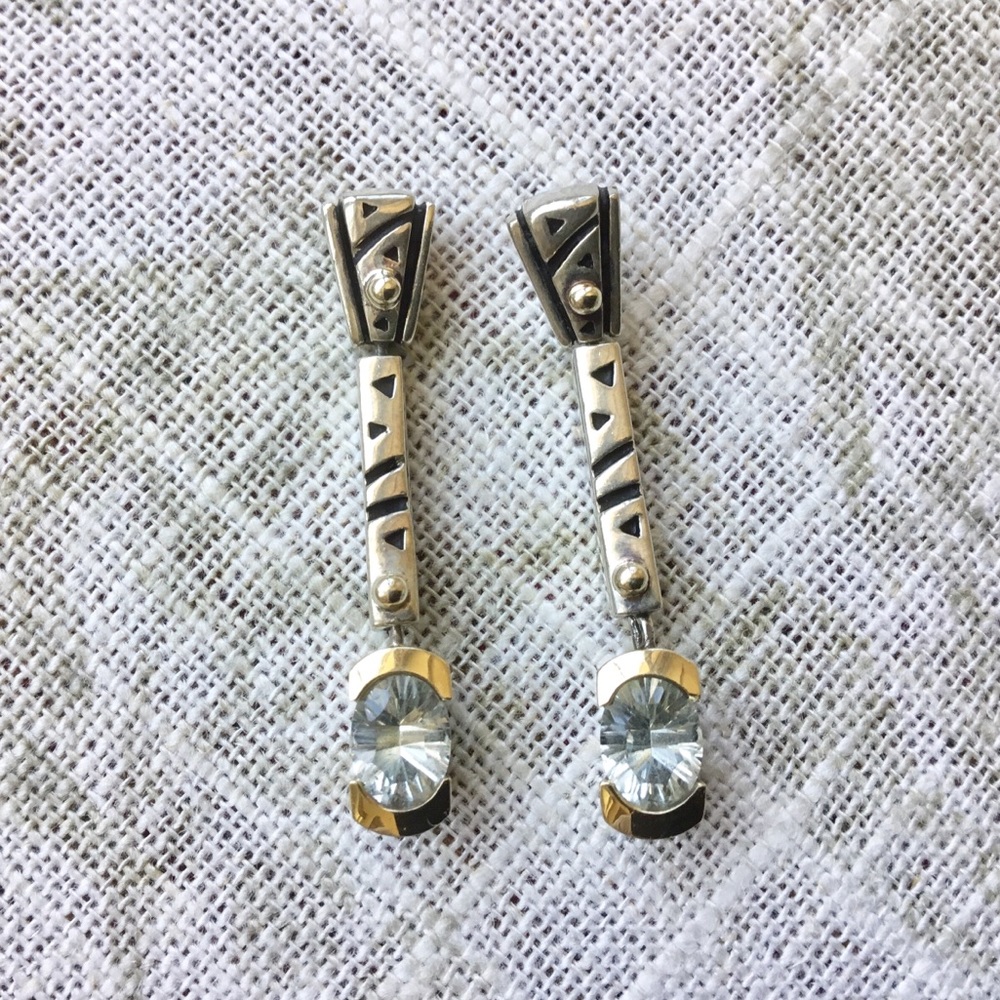John Atencio earrings 925 silver 18kt gold accent
